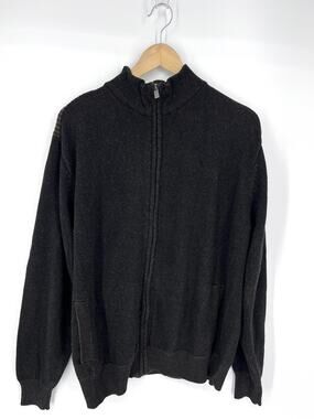 F/X Fusion Mens Brown Full Zip Sweater Elbow Patches Size M NWOT